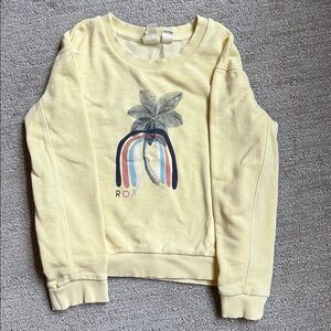 Roxy Girls Soft Yellow Sweater with Palm Graphic